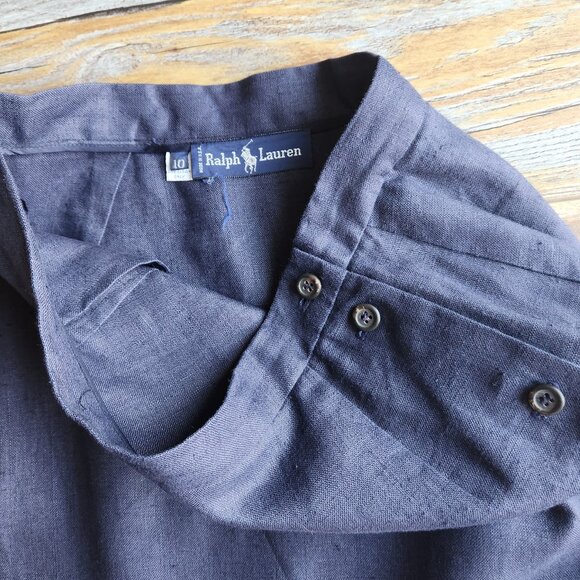 Vintage Ralph Lauren Blue Label USA Linen Side-Button Midi Pencil Skirt Blue - Picture 7 of 12